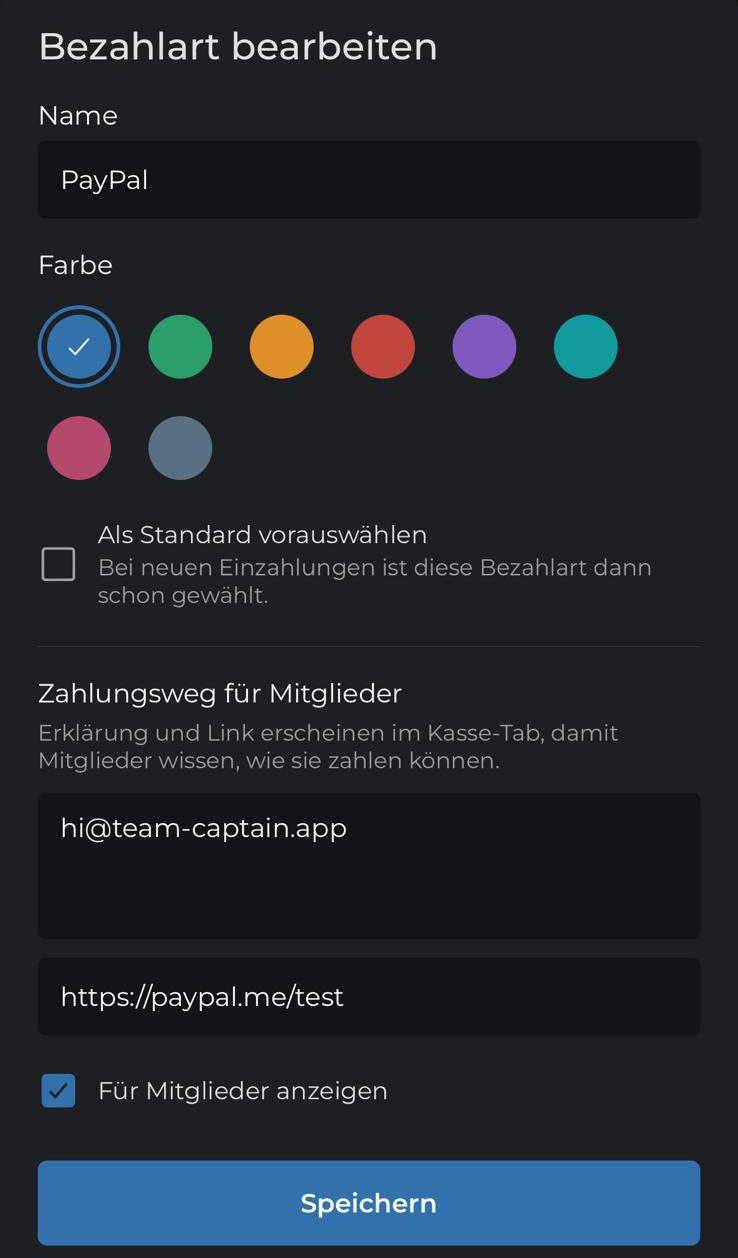 Configura metodo e istruzioni di pagamento