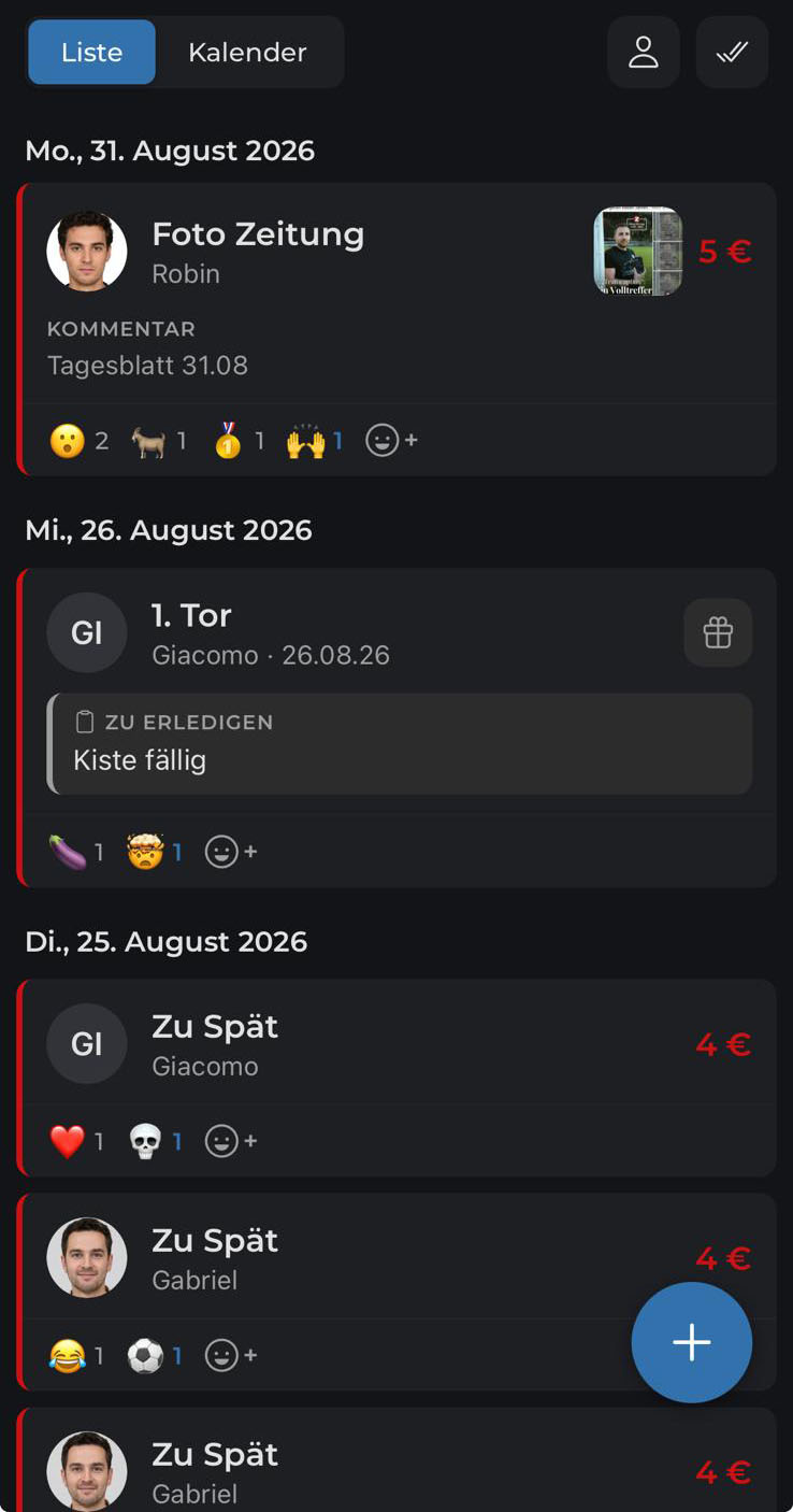 Multe e pagamenti nel feed