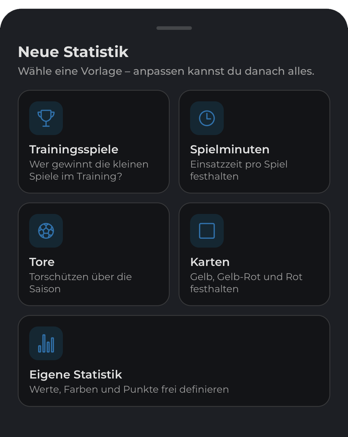 Vorlagen für eigene Team-Statistiken