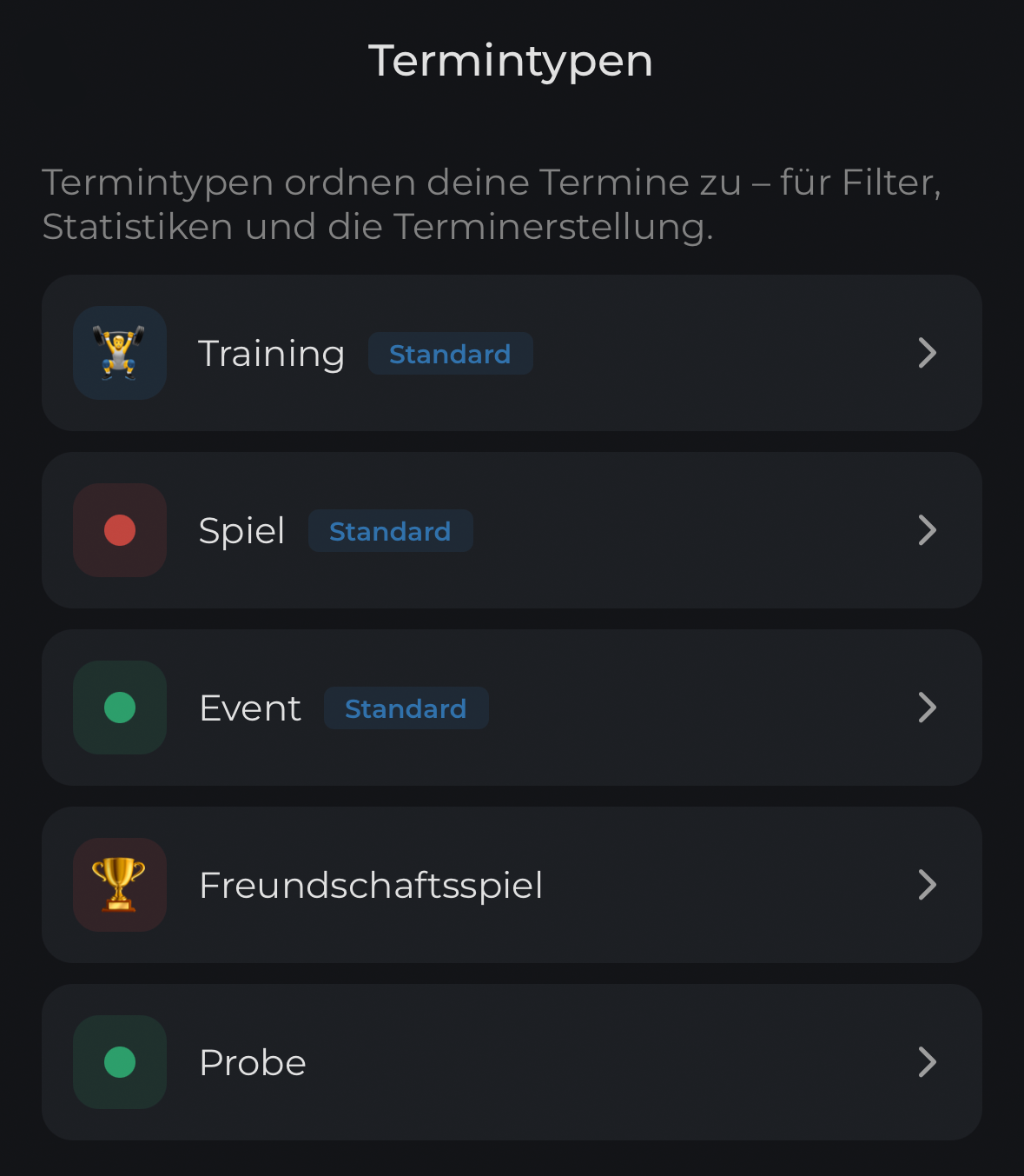 Platzhalter für eigene Termintypen mit Farben und Emojis